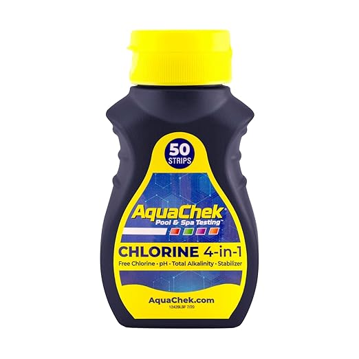 AquaChek Yellow 4-In-1 Chlorine Test Strips, 50 Strips per Bottle | 511242A